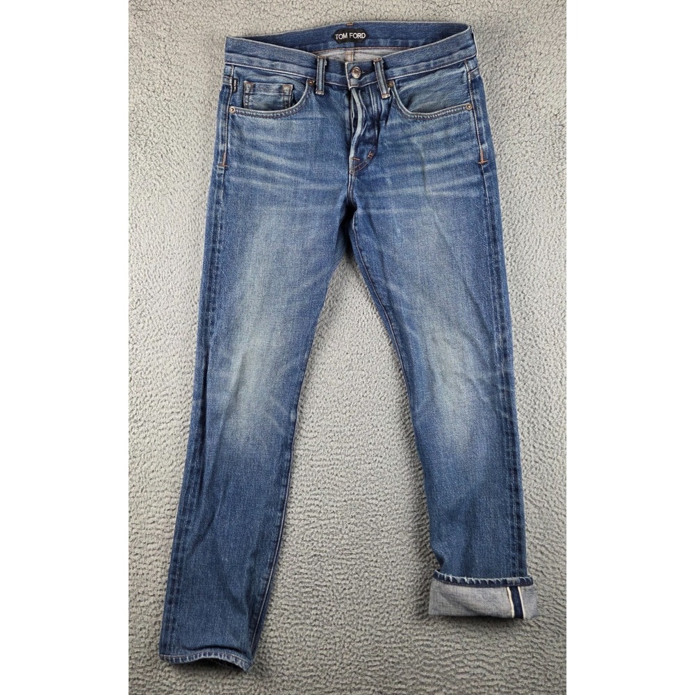 Tom Ford Slim Cotton Button Fly 5 Pocket Pants Jeans Mens 30 31x31 Blue USA Made
